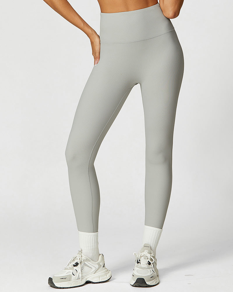 Ribbed High-Waist Tummy Control Butt-Lift Leggings Ridge - Photo 17