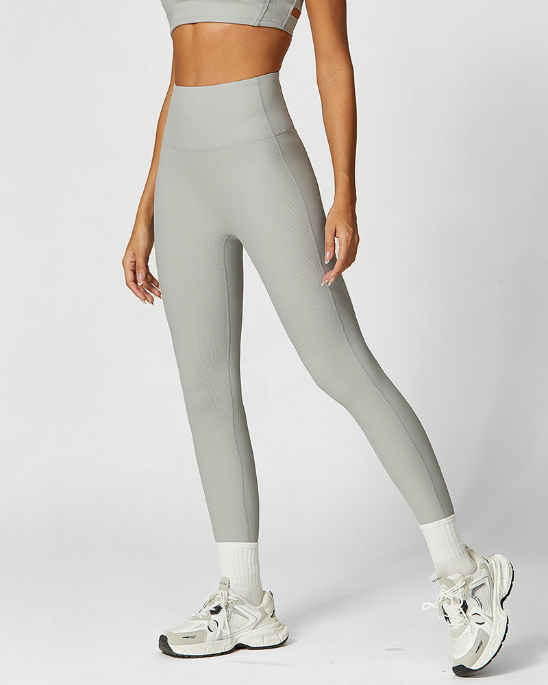 Ribbed High-Waist Tummy Control Butt-Lift Leggings Ridge - Photo 18