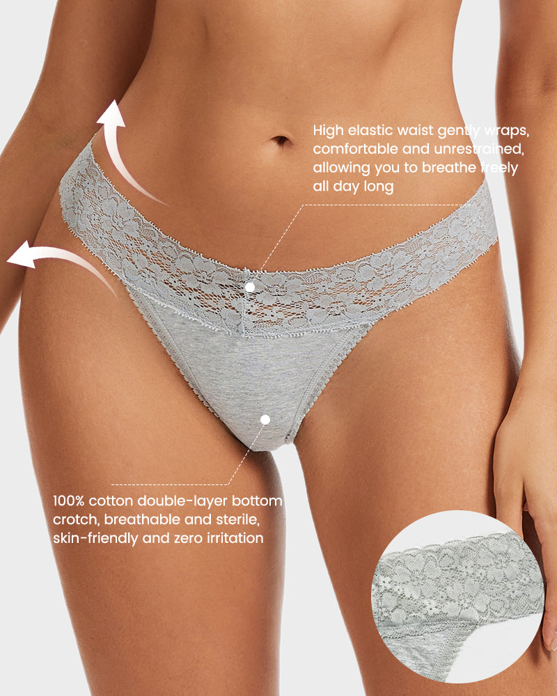 Seamless Lace Low-Rise Thong Panties 3-Pack - Photo 13