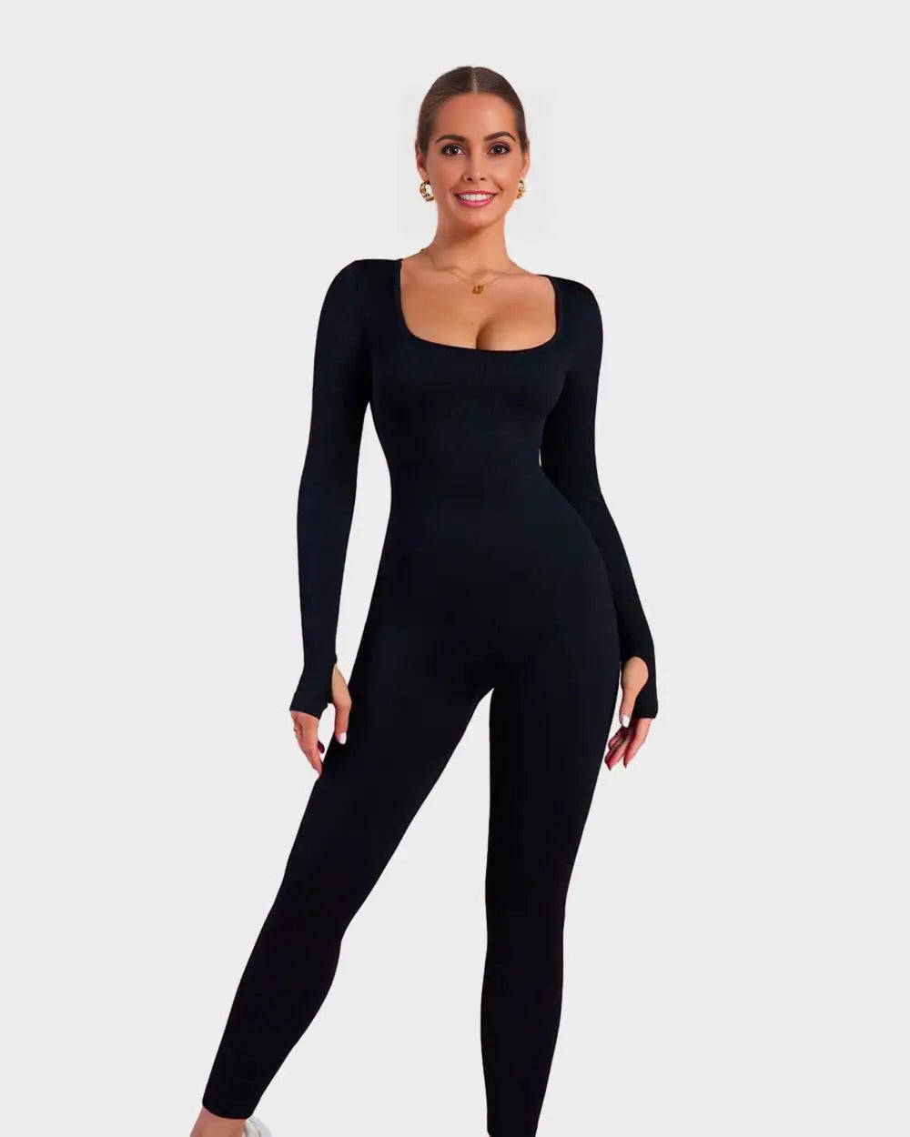 Square-neck long sleeve body shaping jumpsuit - image 2