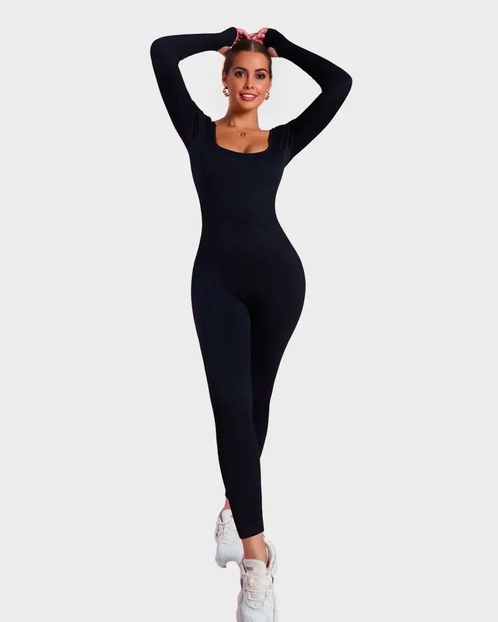 Square-neck long sleeve body shaping jumpsuit - image 4