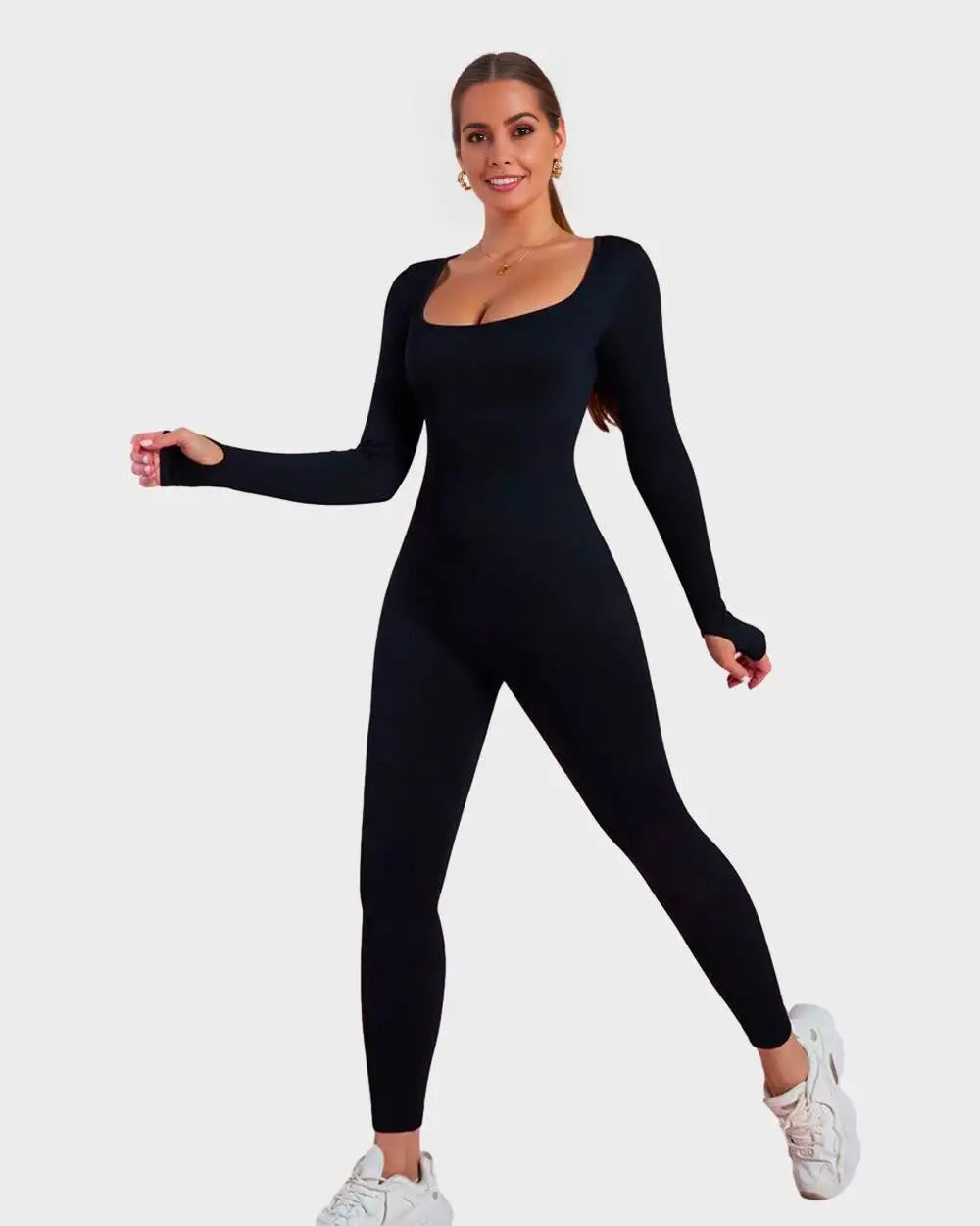 Square-neck long sleeve body shaping jumpsuit - image 5