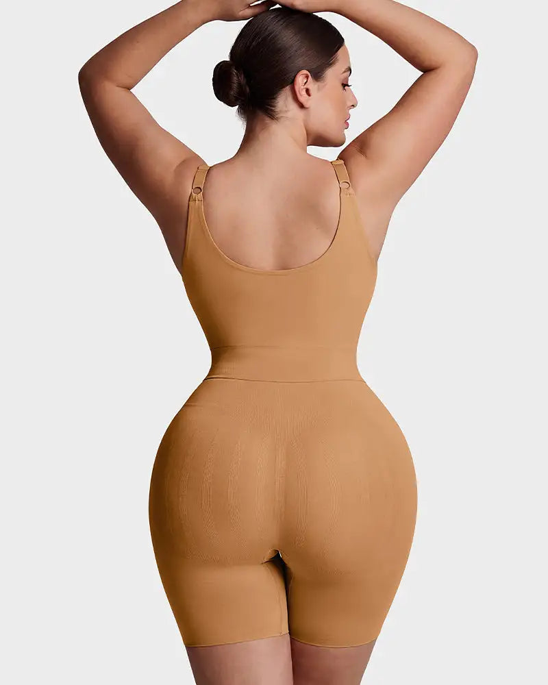 U-neck no-cup mid-thigh shaping bodysuit - image 12