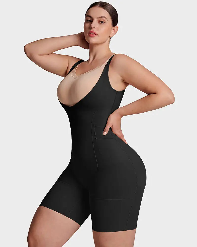 U-neck no-cup mid-thigh shaping bodysuit - image 14