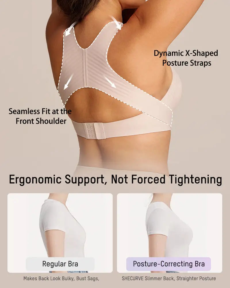 X-Back Hook-Front Wire-Free Alignment Bra Poise - Photo 18